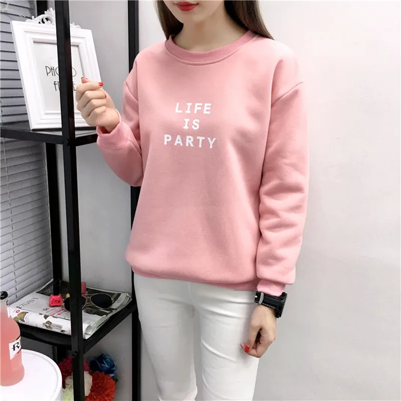 

Women's 2022 New Korean Version Autumn and Winter Letter Printing Loose Long-sleeved Fleece Thickened Student Sweater Women