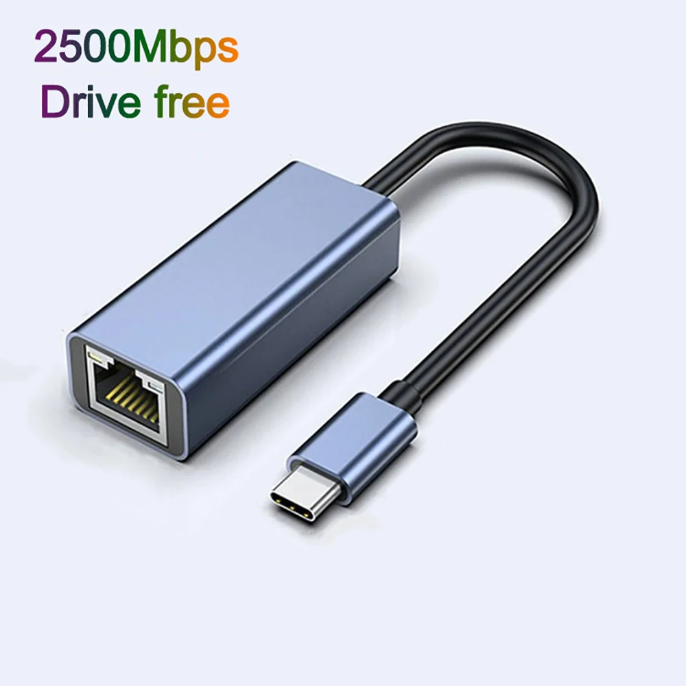 

Type C USB Ethernet Adapter 2500Mbps High-speed External Network Card USB 3.0 to RJ45 Lan Adapter For MacBook PC Mac Free Driver