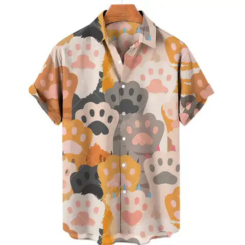 Рубашки унисекс с аниме 2022, гавайская рубашка, мужская одежда Woemn, рубашки с 3D-принтом в мультяшном стиле, летние свободные топы с коротким ру...
