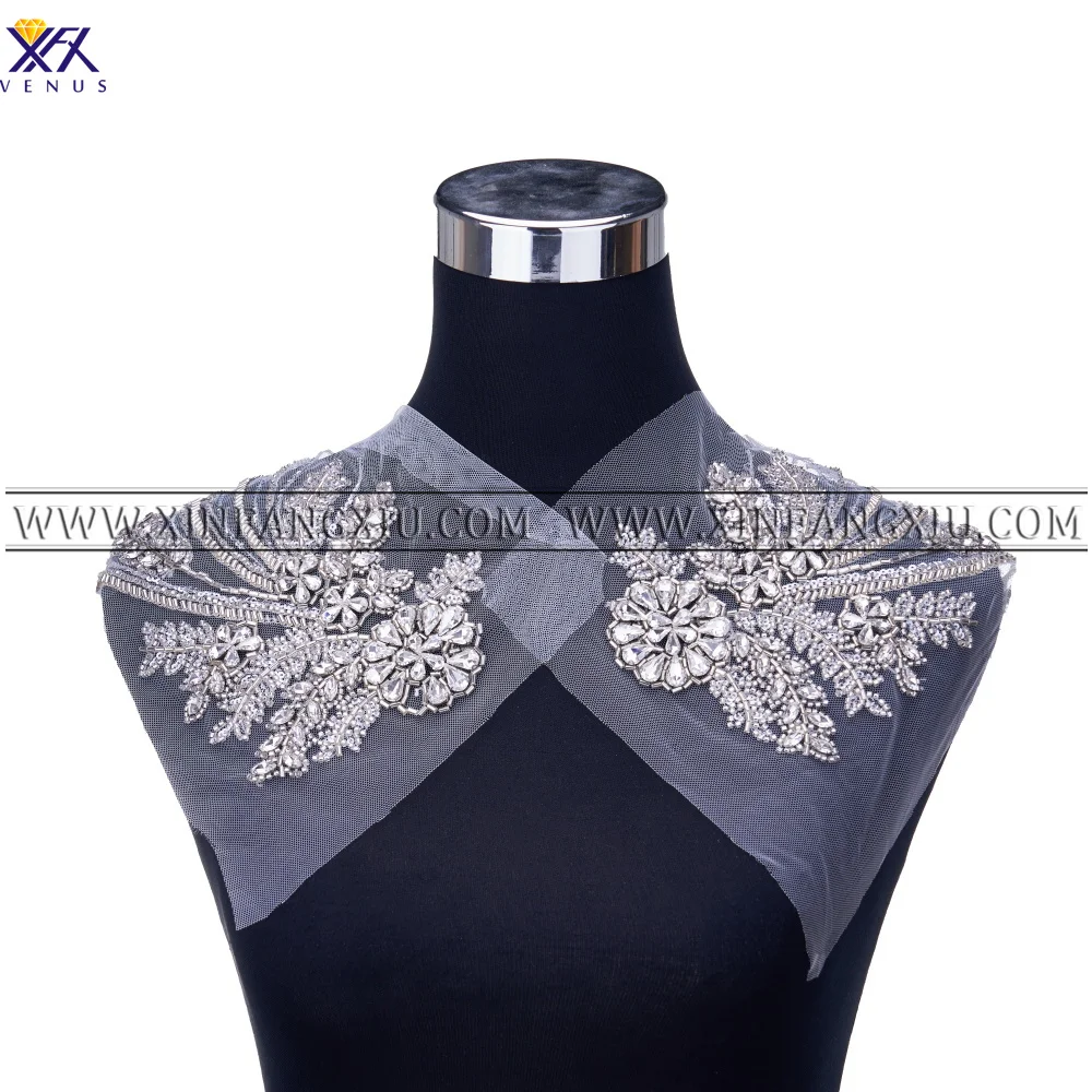 

XFX VENUS 1 пара Серебряная стразы аппликация вышивка искусственная отделка мотив для женщин платье Одежда Ткань Вышивка