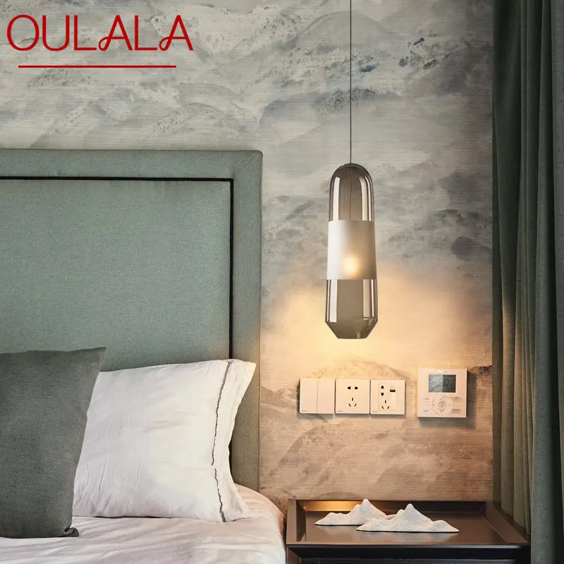 

OULALA Nordic Glass Pendant Chandelier Lamps LED Modern Creative Hanging Lights for Home Dining Bedroom Bedside Decor Fixtures