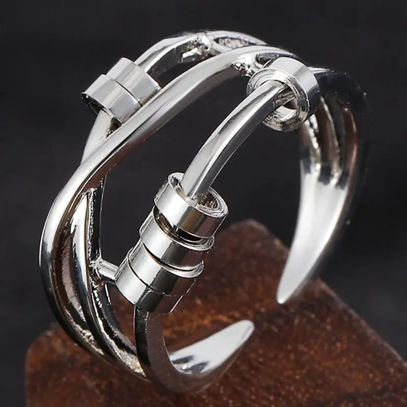 

Anti-stress Spinner Adjustable Rings for Women Men Anxiety Rotating Ring Trendy Simple Zinc Alloy Jewelry Accessories Party Gift