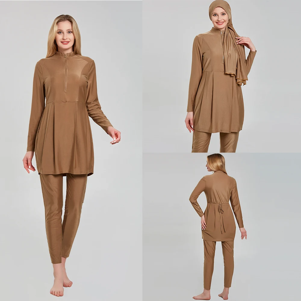 New Woman Muslim Swimwears Burkini Mujer Maillot De Bain Hair Hood Cap Modest Burqini Islamic Hijab Beach Bourkini  Pool Borkini