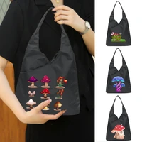 cute mushroom printing handbags for women tote bags female soft environmental storage reusable girls small and shopper totes bag