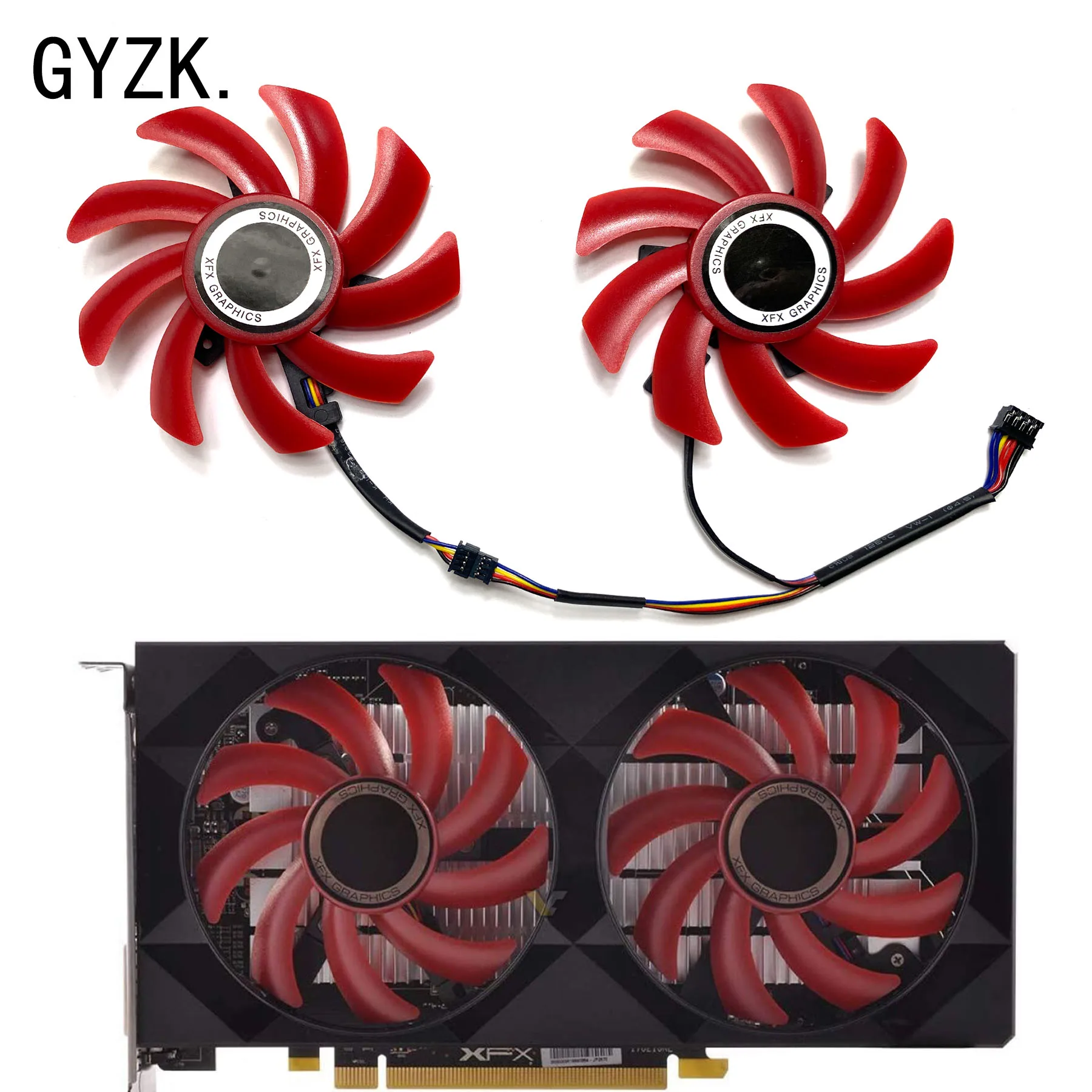 Вентилятор для замены видеокарты XFX Radeon RX550 560 560D 2 ГБ с двойным рассеиванием OC Вентилятор для замены видеокарты XFX Radeon RX550 560 560D 2 ГБ с двойным рассеиванием OC