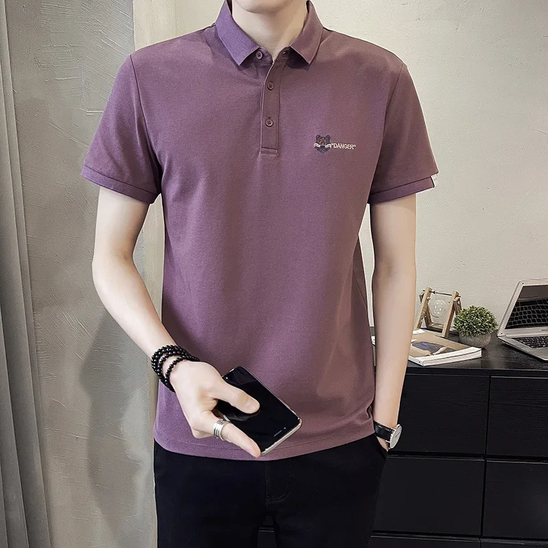 Мужская рубашка поло с коротким рукавом новинка лета 2024 облегающая дышащая