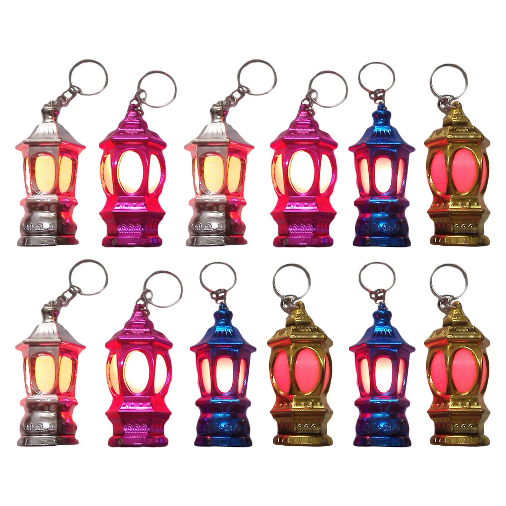 

40 Pcs Muslim Decor Lantern Key Ramadan Keychain Light Red Pendant Plastic Ring