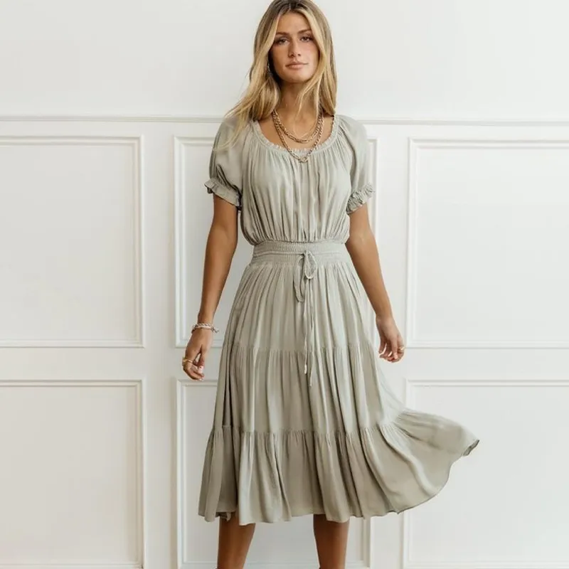 

Винтажное платье с круглым вырезом и коротким рукавом, новинка 2022, летние женские повседневные элегантные облегающие пикантные обтягивающ...