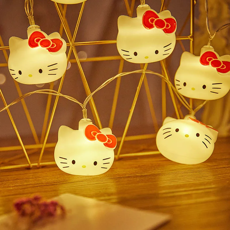Kawaii Sanrio Hello Kitty огни струна батарея для спальни атмосферное освещение украшение