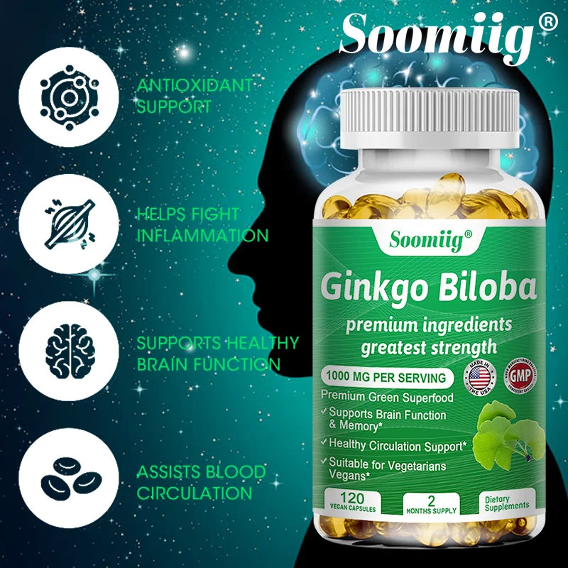 

Soomiig Ginkgo Biloba Extract, Improves Brain, Memory, Improves Circulation, Improves Cognitive Function, Increases Energy