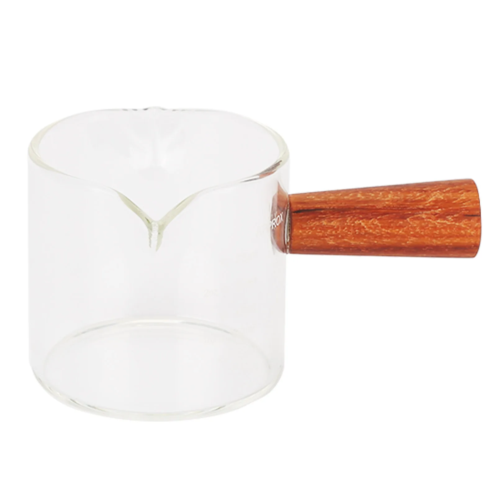 

Heat‑Resistant Glass Measuring Cup with Wooden Handle Double Mouth Mug for Home Coffee