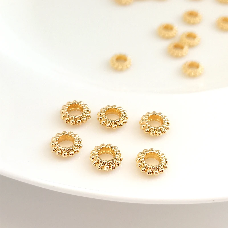 Бусины медные с большим отверстием 8 мм 14 к для изготовления украшений 10 шт.