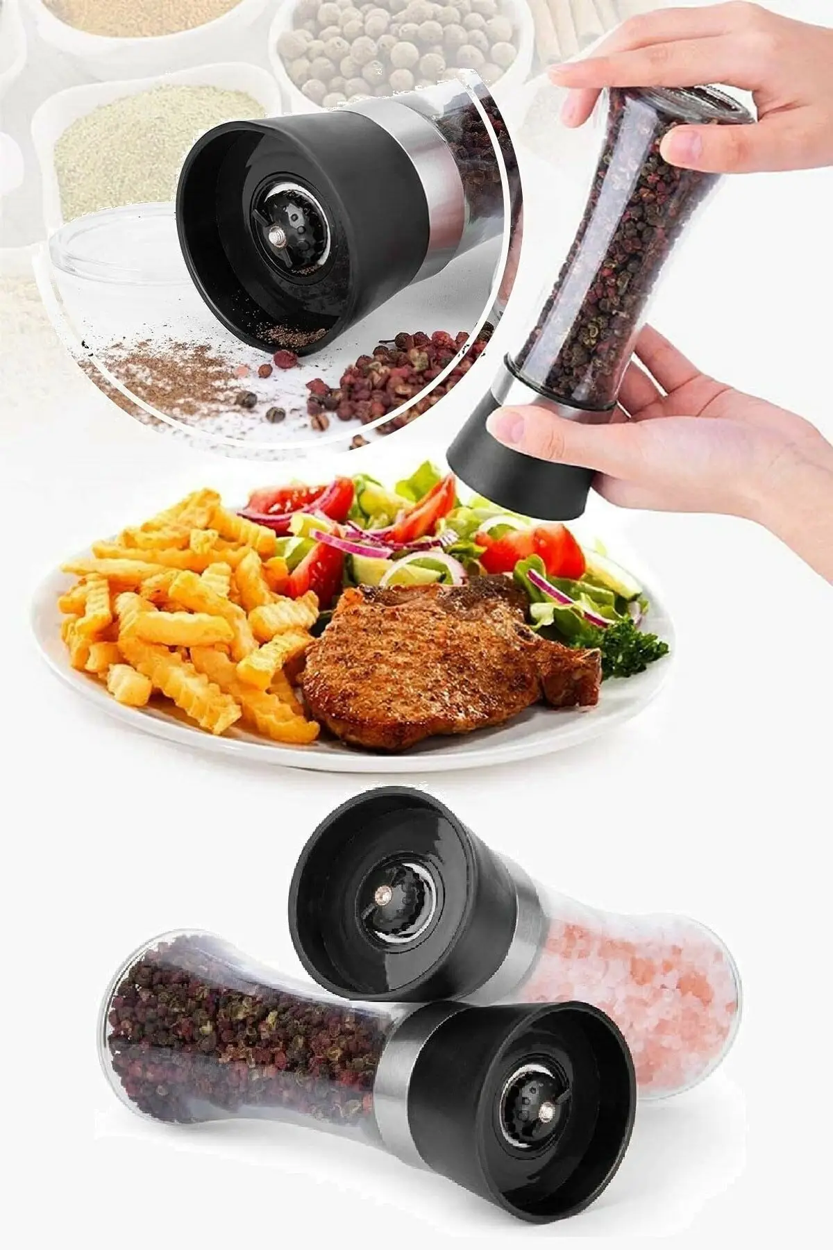 

1 pcs salt pepper mill spice grinder salt shaker black spice tableware & kitchen home furniture