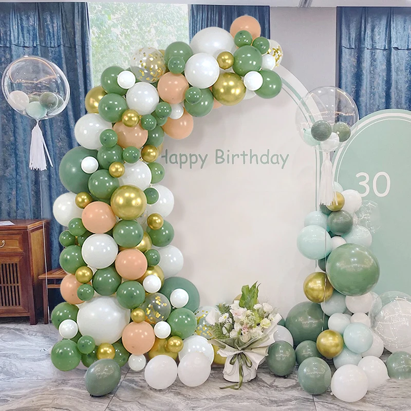 

Retro Green Balloon Garland Arch Kit Wedding Birthday Confetti Latex Balloon Decoration Party Balloon Decor Baby Shower Supplies
