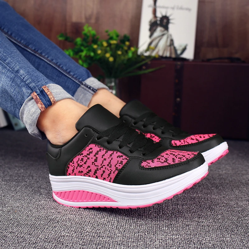 Women Shake Shoes Fly Weaving Athletic Sneakers Thick Heighten Sports Shoes Spring Autumn Casual Footwear