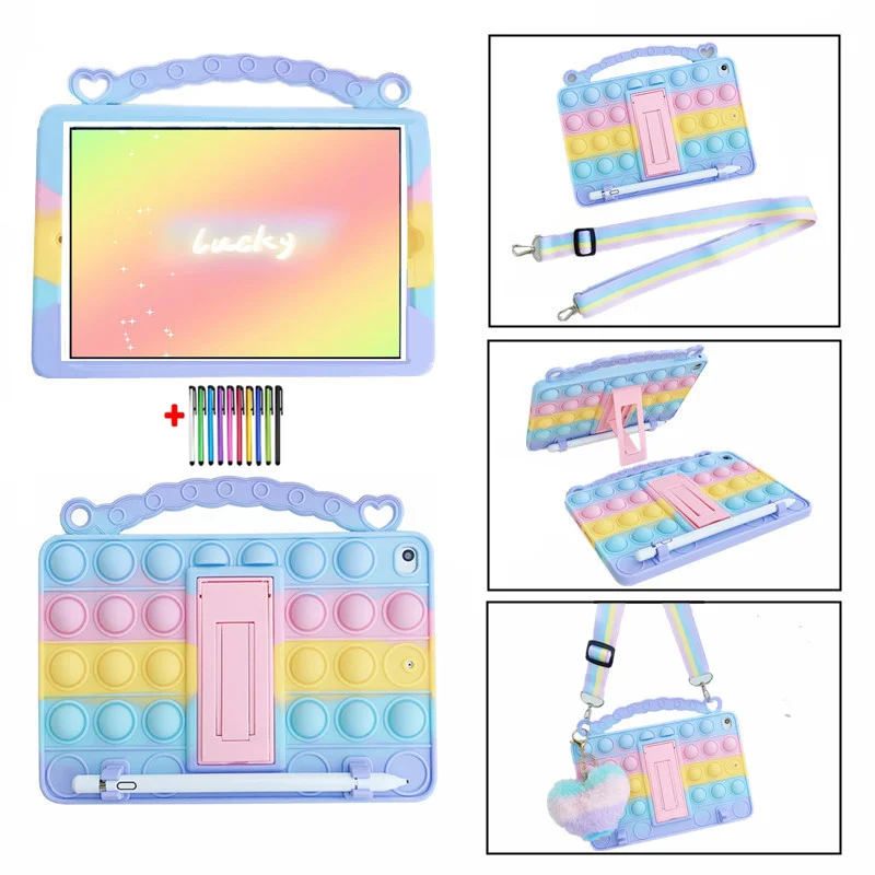 

Motif arc-en-ciel Poignée En Silicone Pour iPad Mini 5 6 Air 1 2 3 4 10.5 10.9 10.2 2022 2022 Pro 11 2022 9.7 2022 2022 Enfants