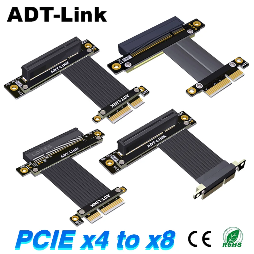 

PCI Express 4.0 X4 To X8 Extension Cable PCIe 3.0 Riser Cable Jumper for PCIe Gigabit LAN, PCIe NVMe RAID SSD To 4x 8x Extension