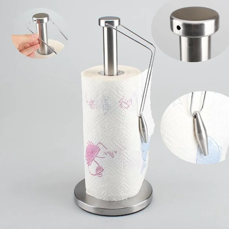 

New Paper Towel Holder Stainless Steel Paper Towel Holder with Non-Slip Mat Fits Standard and Jumbo-Sized Rolls for Kitchen