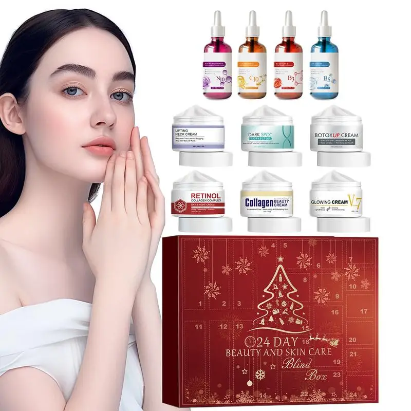 24 шт. Рождественский календарь обратного отсчета косметическая коробка 6 крем