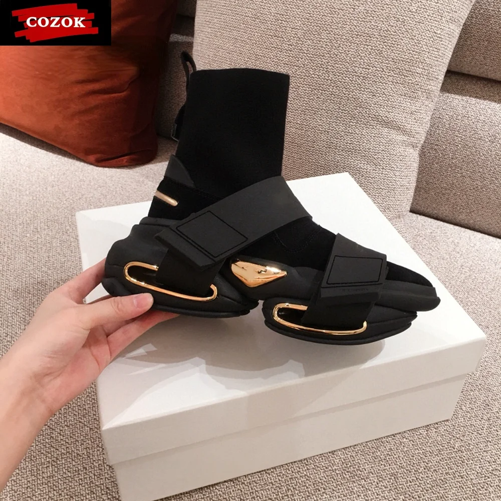 

COZOK Olige 2021 New Thick Bottom Women's Sports Shoes High Help Women's Socks Boots Set Design Women's Socks Boots 34-41