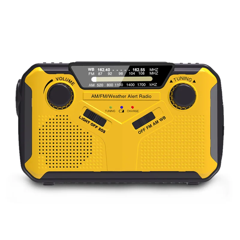 

Портативное аварийное радио 2500mAh-Solar с ручным управлением, AM/FM/NOAA, метеостанция с фонариком и лампой для чтения, зарядное устройство для сотового телефона