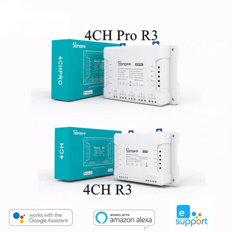 

4CH R3/4CH PRO R3 433MHz 4 Gang Wifi Switch For Smart Home Compatible With Alexa Google Home eWelink APP