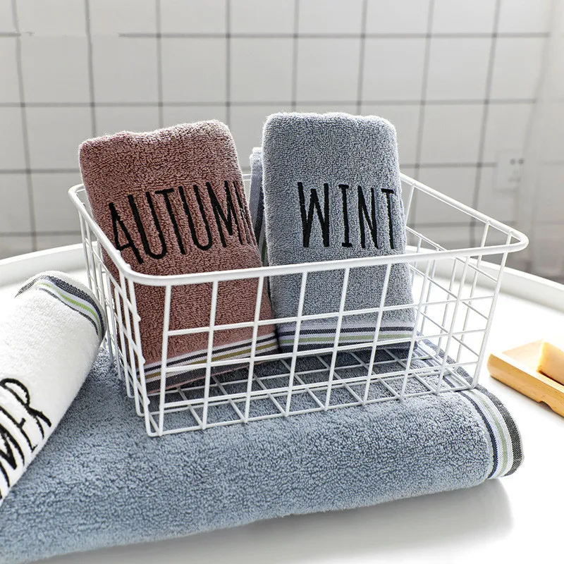 Полотенце для рук взрослых 34x75 см 100% хлопок однотонная ткань с вышивкой дома