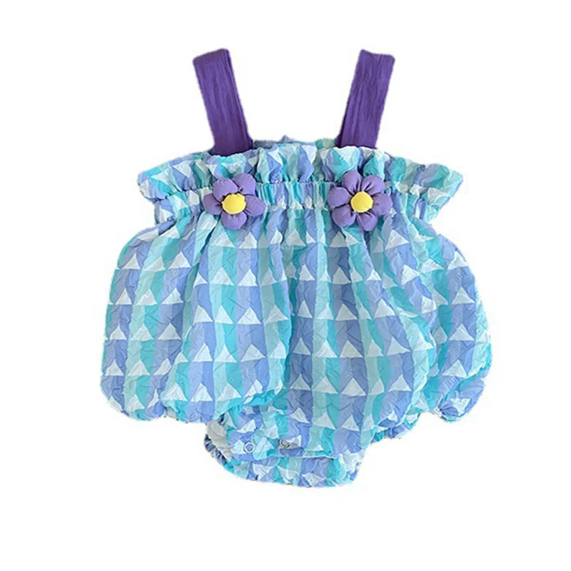 

Summer Children's Clothing Infant Flowers Suspender Bodysuits Kids Sleeveless One-Pieces Baby Girl Triangle Romper Child Clothes