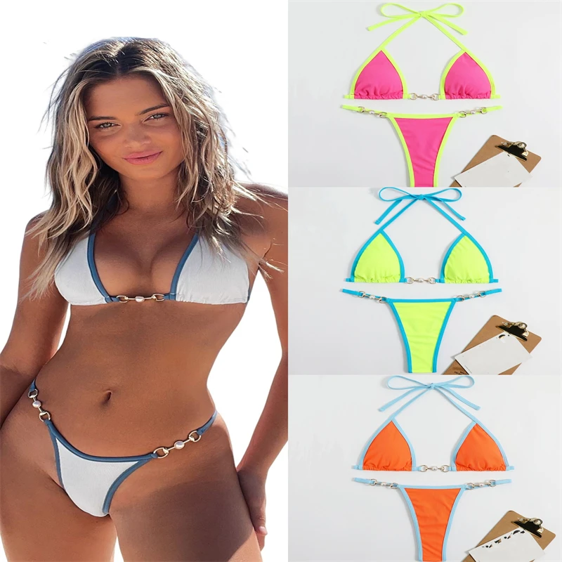 

Сексуальное микро-бикини 2023, женский купальник, комплект бикини в рубчик, Бразильский купальный костюм, пляжная одежда, бикини
