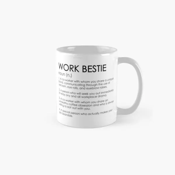 

Классическая кружка Work Bestie с изображением кофе, Подарочная дизайнерская посуда для напитков, простая круглая чашка с фотографией и изображ...