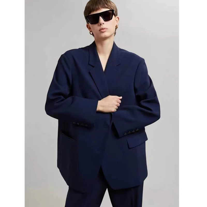 Fr@nkieShop Blazer 2022 New Autumn/Winter American oversize two button split commuter fashion Suit Coat