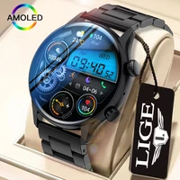 lige nfc smart watch men amoled hd screen always display the time waterproof watches bluetooth call smartwatch for xiaomibox