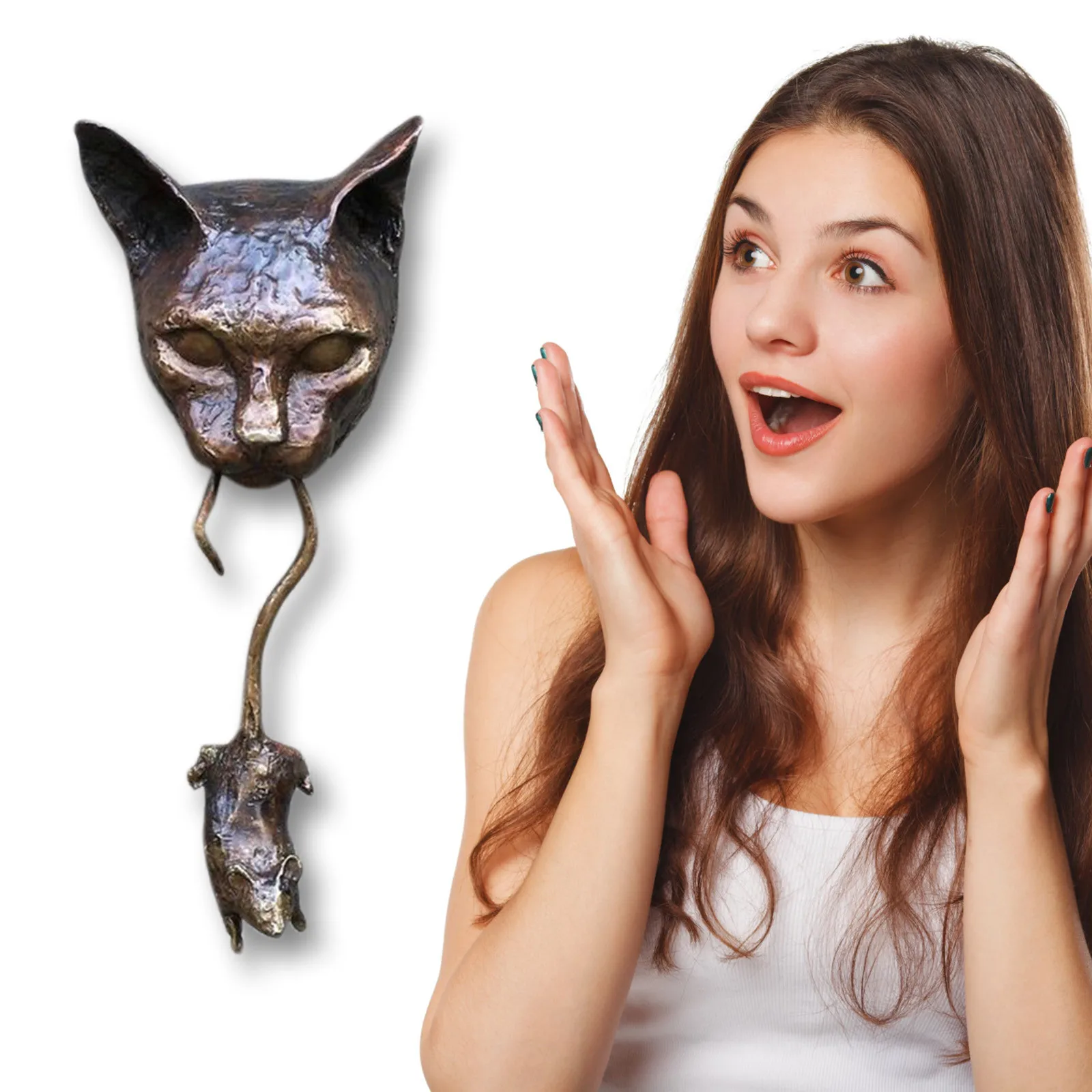 

Настенные Подвески в виде кота и мыши, ручные украшения для входной двери, для кошек, дома, сада