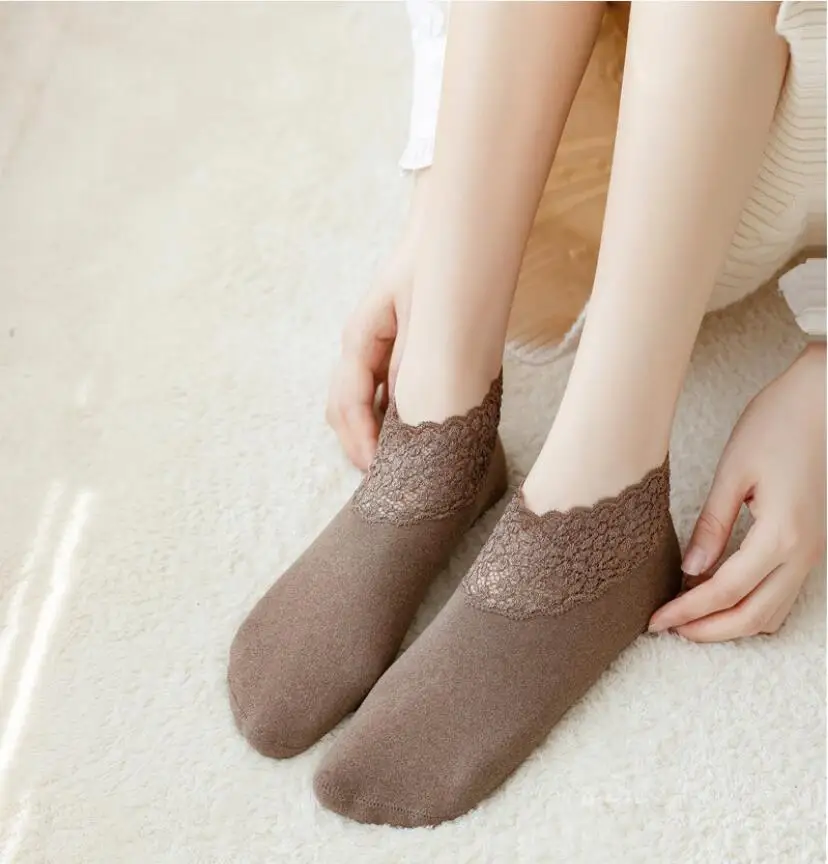 

Зимние носки женские зимние кружевные носки нескользящие теплые однотонные хлопковые носки бесплатная доставка
