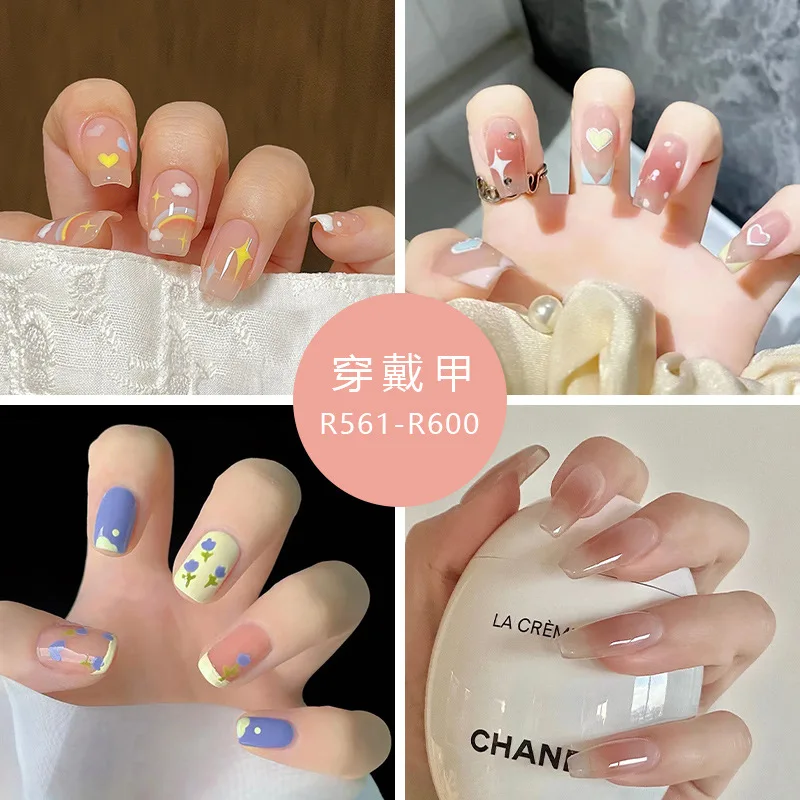 

24 Pcs/box Ice Transparent Color Wearing Nail Detachable Reusable DIY Nail Art Nail Patch