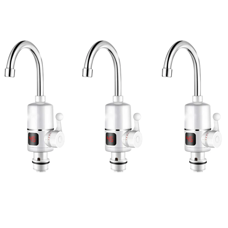 

3x3000 Вт мгновенный безрезервуарный Электрический кран для кухни с мгновенным нагревом, кран для воды с фотографическим цифровым дисплеем, европейская вилка