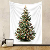 Christmas Pine Tree Tapestry Wall Mounted Xmas Festival Decorative Tapestry for Living Room Christmas Party Decor Background