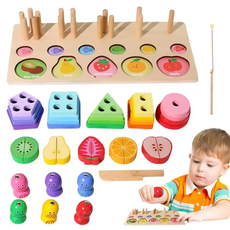 

Wooden Sorting Stacking Toys Shape Stacker Color Recognition Toy Preschool Educational Toys Montessori Game For Boys Girls Early