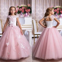 flower girl gown sleeveless lace girl butterfly tie performance dance performance host birthday pompous gown high end
