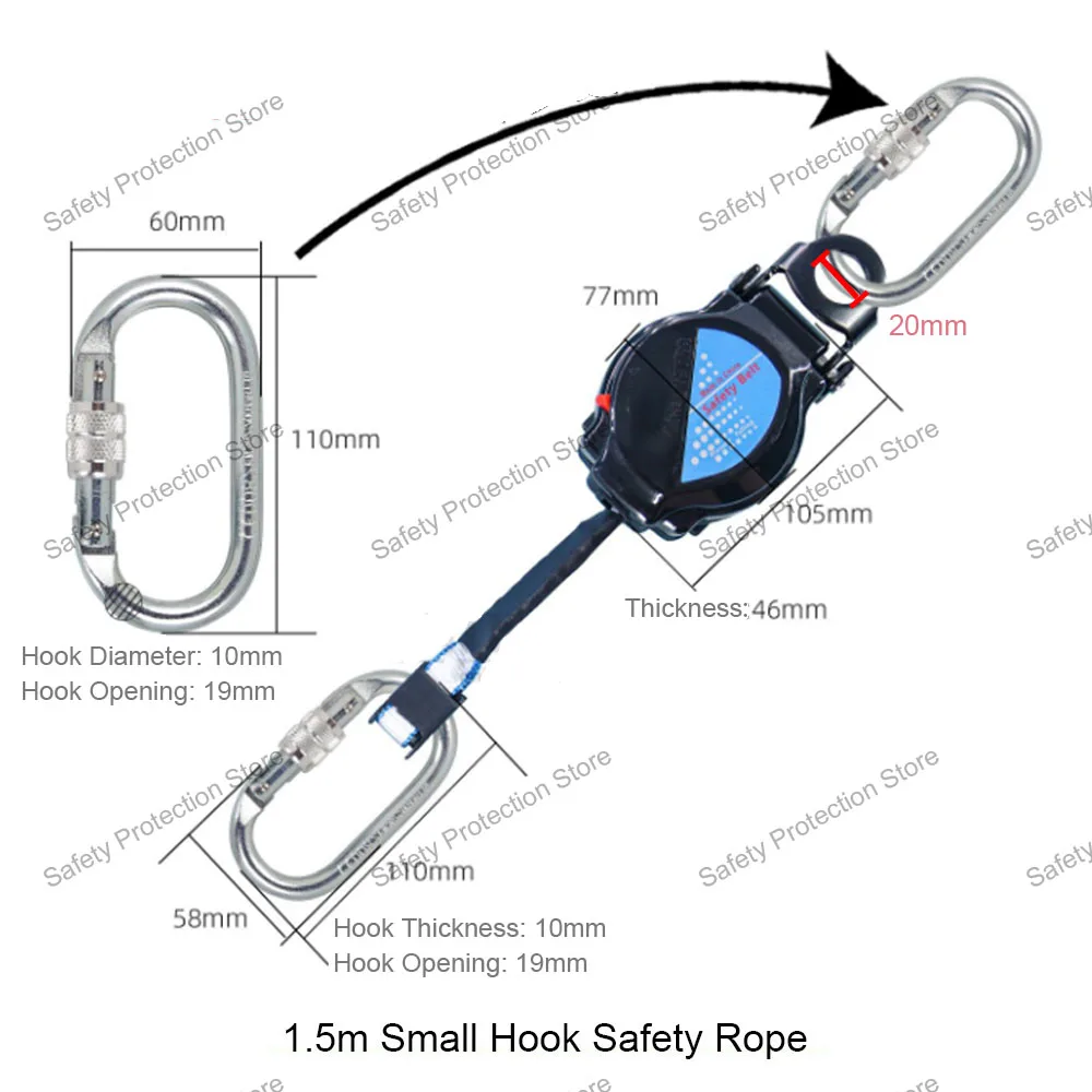 Рабочий ремень безопасности, веревка, ограничитель падения, самоблокирующийся самовытягивающийся ремешок, разница в скорость защиты от падения, сверхмощный спасательный шнур