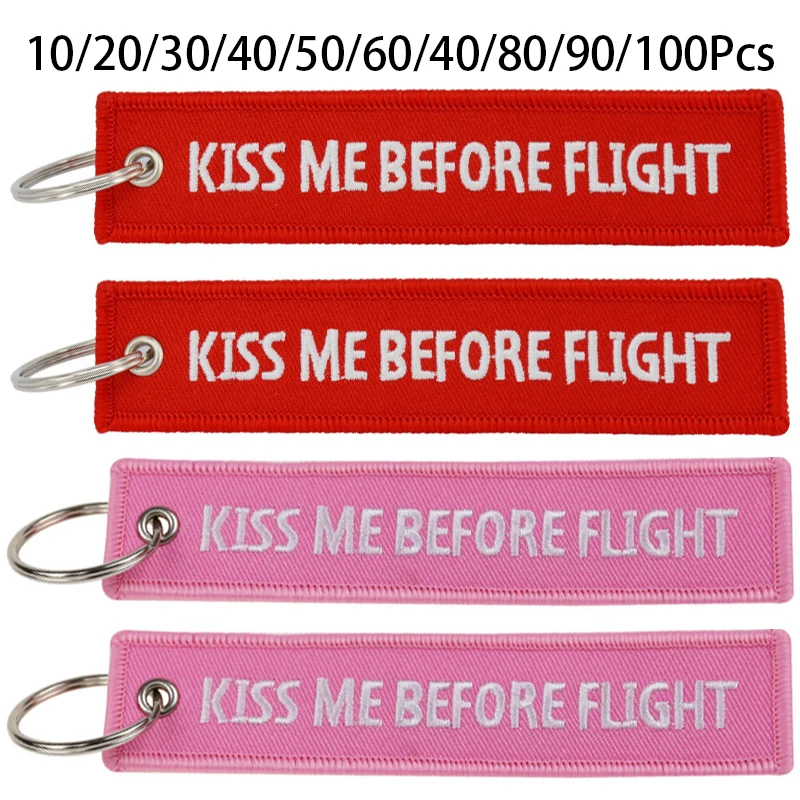 Брелок с вышивкой KISS ME BEFORE FLIGHT 10-100 шт.