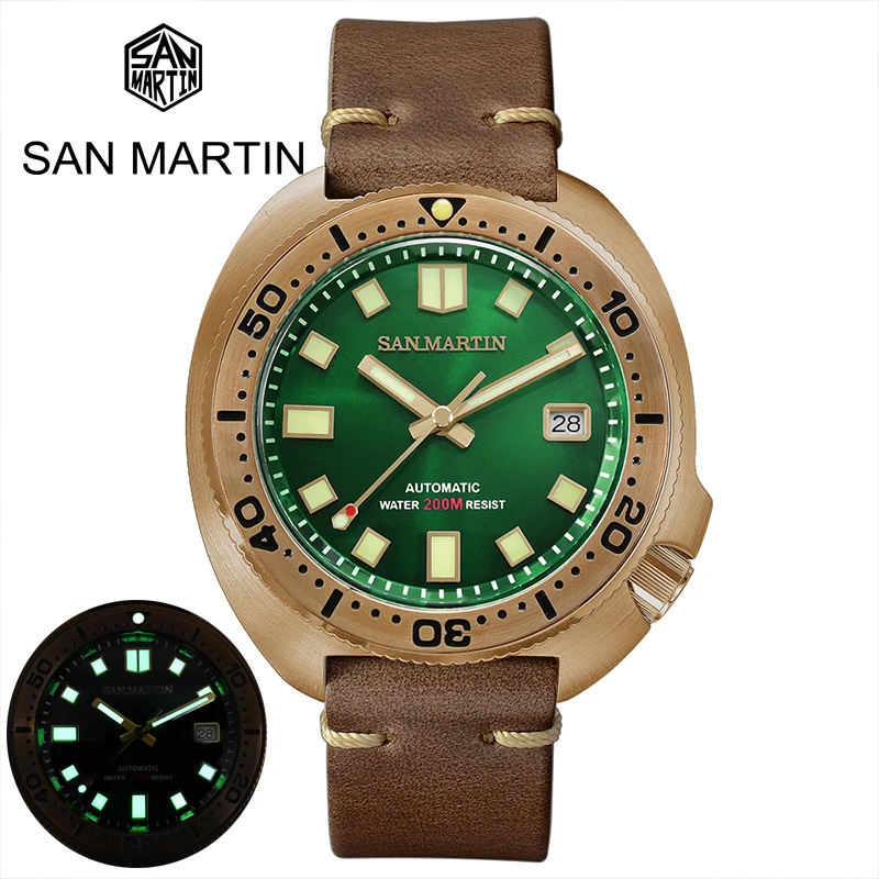

San Martin 44mm 200M Waterproof Watch Bronze Ceramic Bezel Dive Abalone Series NH35A Luminous Mechanical Watch For Men Reloj