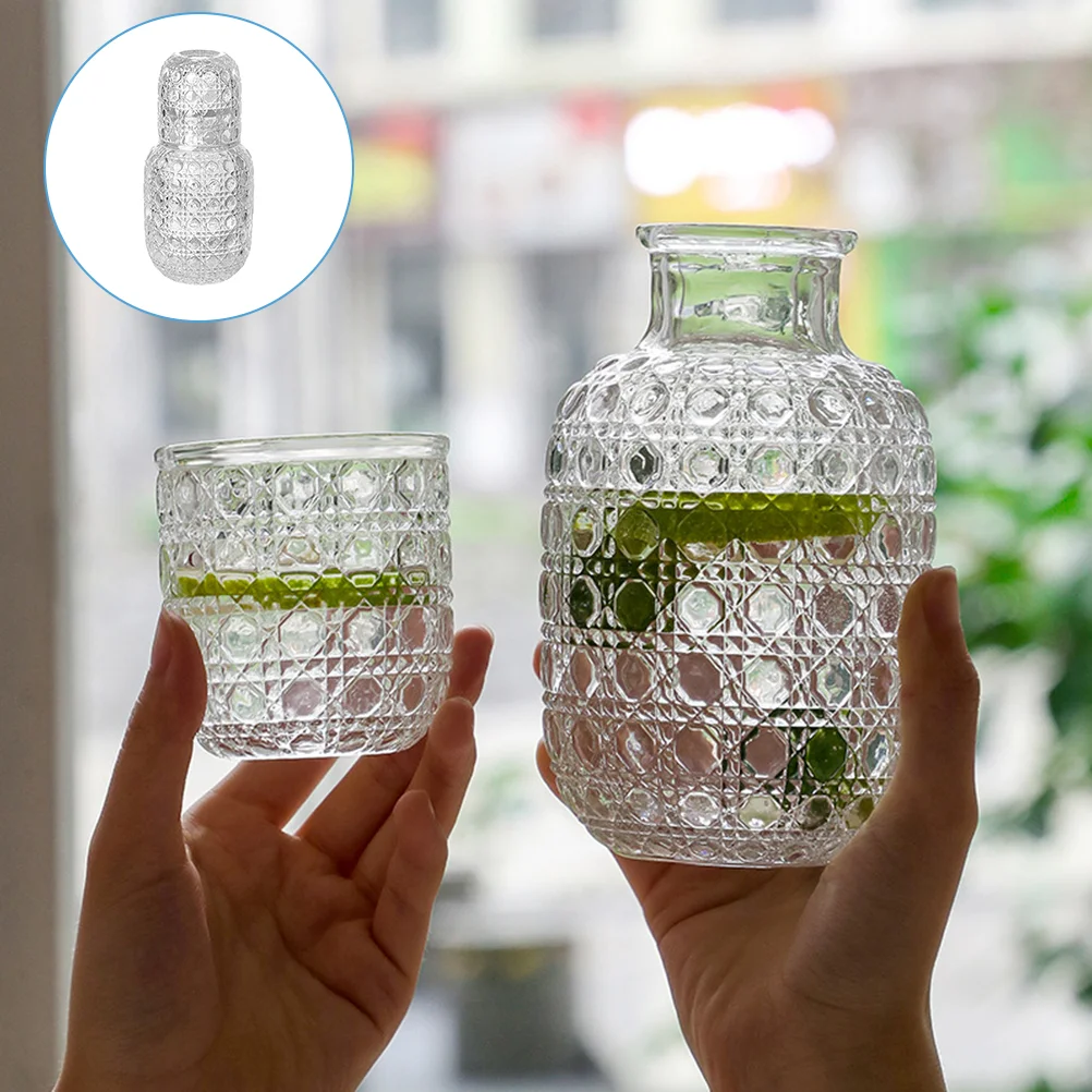 

Water Pitcher Bedside Cup Jug Pitchers Set Nightstand Night Desktop Beverage Drink Lid Tea Household Delicate Pot Cups Room