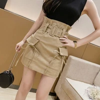 sexy women pencil bodycon skirt clubwear high waist mini short skirt belt black khaki skirt package hip skirts womens 2022