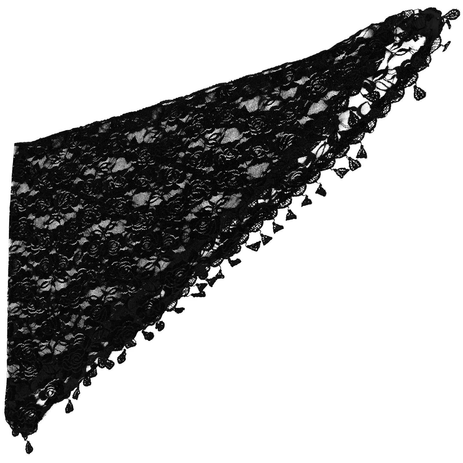 

Lace Triangle Scarf White Veil Black Women Mass Veils Head Kerchief Fringe Shawl Mantilla