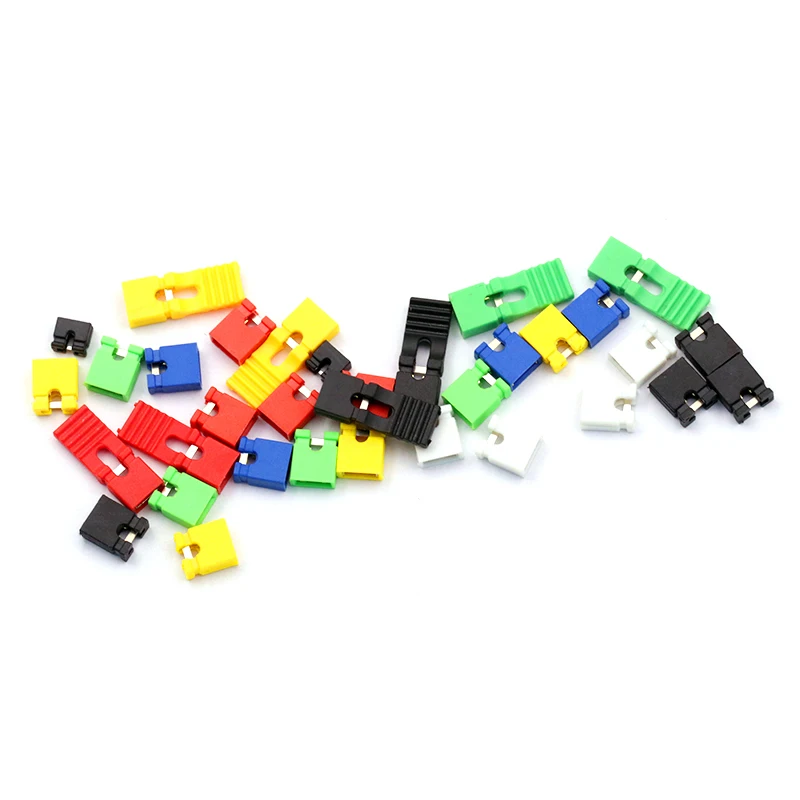 50PCS Pitch 2.54mm Header Jumper Shorted Cap & Headers & Wire Housings Connector Black Yellow Blue Red Green White For Arduino images - 6