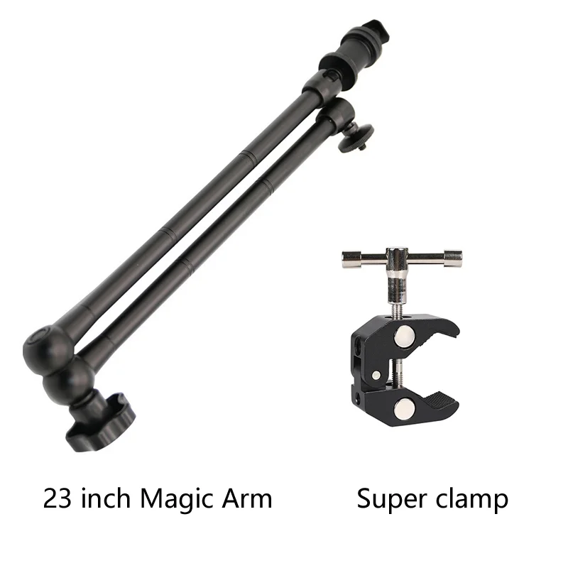 

23 Inch Adjustable Friction Articulated Arm with Super Clamp for Action Camera/DSLR/LCD Monitor/LED Lights/Cell Phone