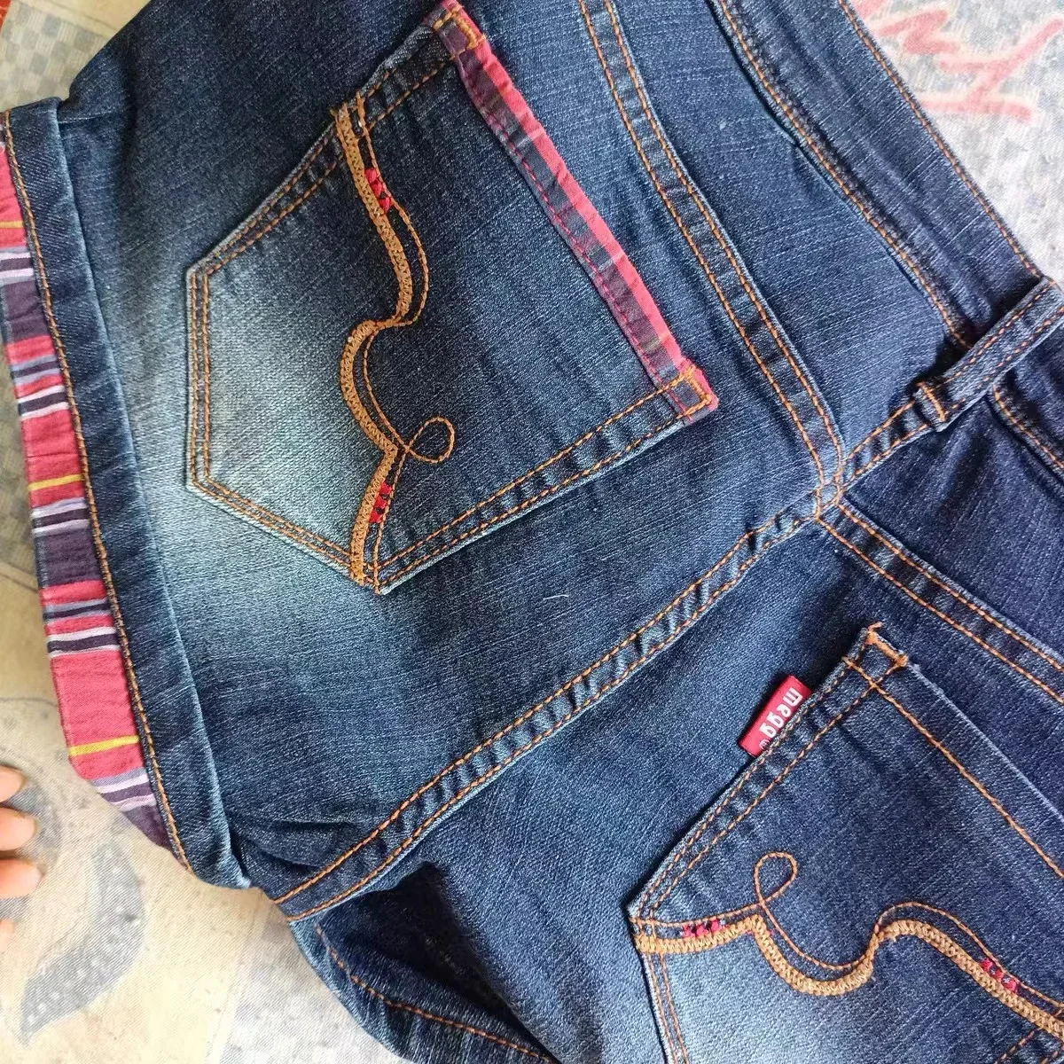 Клетчатые Лоскутные шорты с заниженной талией джинсовые винтажные пикантные