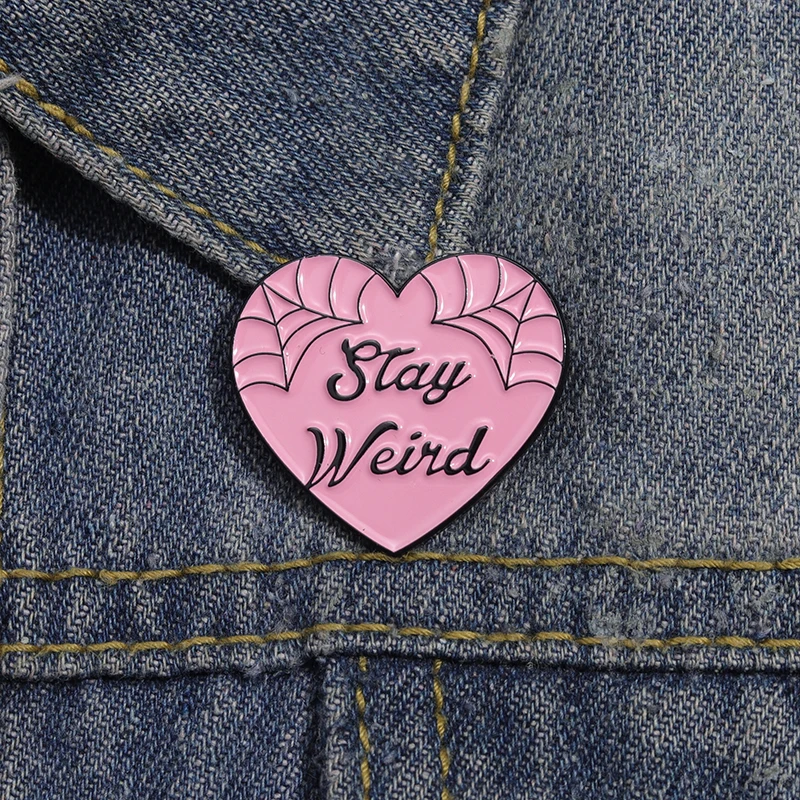 Оставайтесь странным розовым сердцем брошь эмалированные булавки металлические