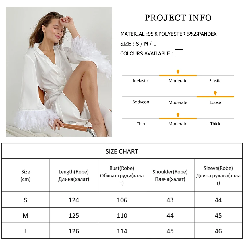 Hiloc Flare Sleeves Feather Robes With Fur White Wedding Sexy Robes Women Dresses Satin Bathrobe Female Sleepwear Fashion 2022